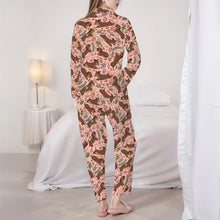 Load image into Gallery viewer, Dachshund Pajamas for Women - XL Available - Playful Chocolate and Tan Dachshunds in the Garden-Pajamas-Apparel,Dachshund,Dog Mom Gifts,Pajamas-5