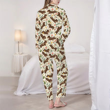Load image into Gallery viewer, Dachshund Pajamas for Women - XL Available - Playful Chocolate and Tan Dachshunds in the Garden-Pajamas-Apparel,Dachshund,Dog Mom Gifts,Pajamas-6