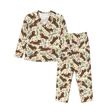 Load image into Gallery viewer, Dachshund Pajamas for Women - XL Available - Playful Chocolate and Tan Dachshunds in the Garden-Pajamas-Apparel,Dachshund,Dog Mom Gifts,Pajamas-7