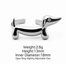 Load image into Gallery viewer, Dachshund Ring - Long Body Loop Dachshund-resizable-J030-Silver-7