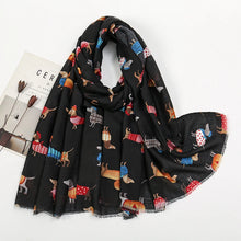 Load image into Gallery viewer, Dachshund Scarf for Women - 4 Colors - Dachshund Sweater Parade-Accessories-Accessories,Dachshund,Dog Mom Gifts-Black-5