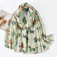 Load image into Gallery viewer, Dachshund Scarf for Women - 4 Colors - Dachshund Sweater Parade-Accessories-Accessories,Dachshund,Dog Mom Gifts-Mint Green-3