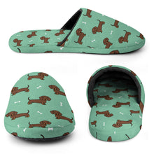 Load image into Gallery viewer, Dachshund Slippers for Women - Cutest Chocolate Dachshund - Flannel-18