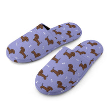 Load image into Gallery viewer, Dachshund Slippers for Women - Cutest Chocolate Dachshund - Flannel-20