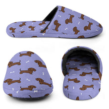 Load image into Gallery viewer, Dachshund Slippers for Women - Cutest Chocolate Dachshund - Flannel-21