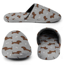 Load image into Gallery viewer, Dachshund Slippers for Women - Cutest Chocolate Dachshund - Flannel-27