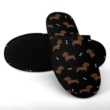 Load image into Gallery viewer, Dachshund Slippers for Women - Cutest Chocolate Dachshund - Flannel-31