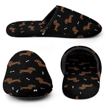 Load image into Gallery viewer, Dachshund Slippers for Women - Cutest Chocolate Dachshund - Flannel-32