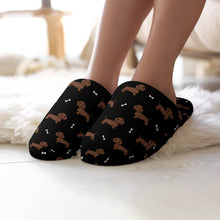 Load image into Gallery viewer, Dachshund Slippers for Women - Cutest Chocolate Dachshund - Flannel-34