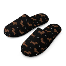 Load image into Gallery viewer, Dachshund Slippers for Women - Cutest Chocolate Dachshund - Flannel-35