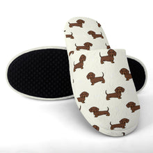 Load image into Gallery viewer, Dachshund Slippers for Women - Cutest Chocolate Dachshund - Flannel-3