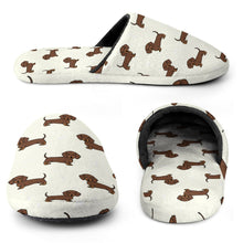 Load image into Gallery viewer, Dachshund Slippers for Women - Cutest Chocolate Dachshund - Flannel-7