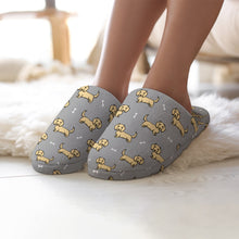 Load image into Gallery viewer, Dachshund Slippers for Women - Cutest Long Haired Cream Dachshund - Flannel-27