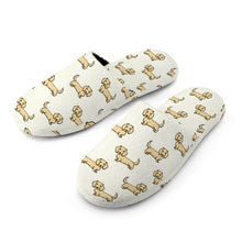 Load image into Gallery viewer, Dachshund Slippers for Women - Cutest Long Haired Cream Dachshund - Flannel-2