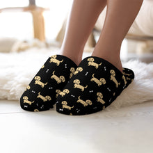 Load image into Gallery viewer, Dachshund Slippers for Women - Cutest Long Haired Cream Dachshund - Flannel-34