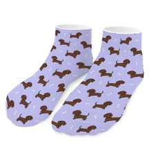 Load image into Gallery viewer, Dachshund Socks - Ankle Length - Cutest Chocolate Dachshund Dachshund-Accessories-Accessories,Dachshund,Dog Dad Gifts,Socks-Lavender-One size-6