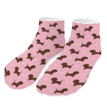 Dachshund Socks Ankle Length Cutest Chocolate Dachshund Dachshund Pink One Size 360x