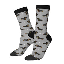 Load image into Gallery viewer, Dachshund Socks - Cutest Black and Tan Dachshund-Wear Accessories-Gray-3 Black-One Size-1
