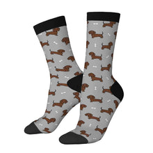 Load image into Gallery viewer, Dachshund Socks - Cutest Chocolate Dachshund-Wear Accessories-Gray-3 Black-One Size-41