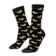 Load image into Gallery viewer, Dachshund Socks - Cutest Long Haired Cream Dachshund-Wear Accessories-Black-2 Black-1-One Size-43