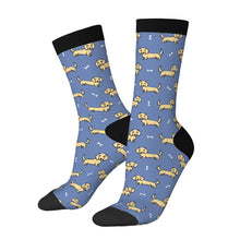 Load image into Gallery viewer, Dachshund Socks - Cutest Long Haired Cream Dachshund-Wear Accessories-Blue-3 Black-One Size-61