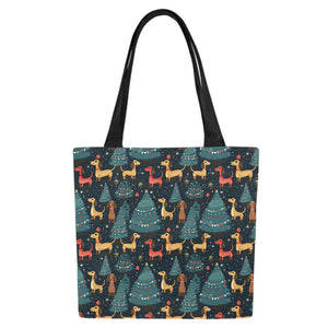 Dachshund Starry Night Christmas Large Canvas Tote Bags - Set of 2-Accessories-Accessories, Bags, Dachshund-Set of 2-2