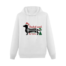 Load image into Gallery viewer, Dachshund Through The Snow Women&#39;s Cotton Fleece Hoodie Sweatshirt-Apparel-Apparel, Christmas, Dachshund, Hoodie, Sweatshirt-White-XS-2