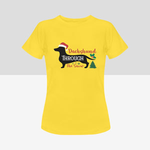 Dachshund Through The Snow Women's Cotton T-Shirts - 3 Colors-Apparel-Apparel, Dachshund, Shirt, T Shirt-Yellow-Small-5