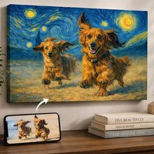 Load image into Gallery viewer, Photo of starry night inspired Dachshund wall art