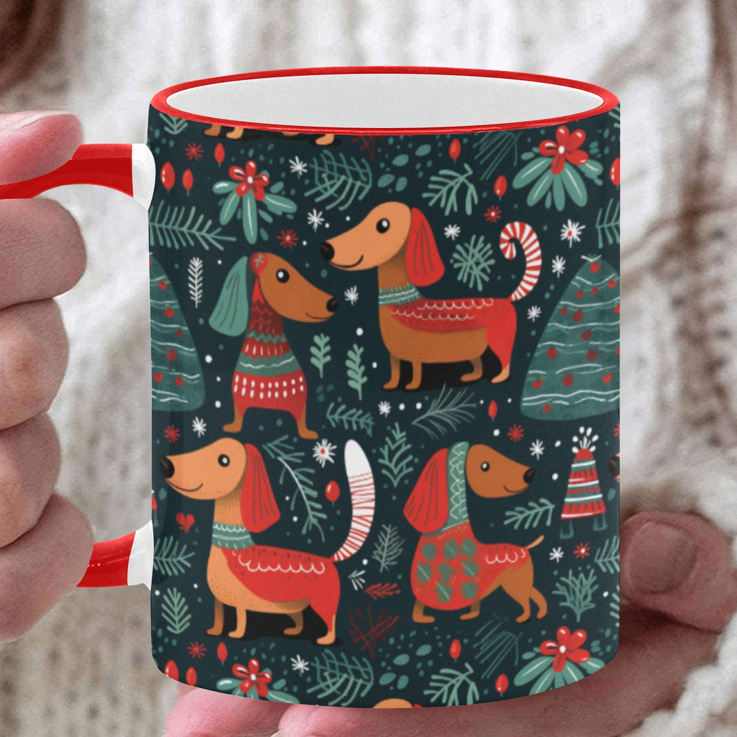 Dachshund Winter Holiday Parade Christmas Mug-White3-ONE SIZE-1