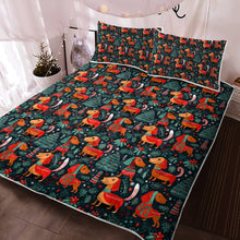 Load image into Gallery viewer, Dachshund Winter Holiday Parade Quilt Blanket Bedding Set-Bedding-Bedding, Blankets, Christmas, Dachshund, Home Decor-3