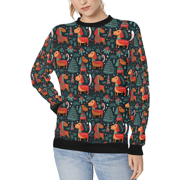 Dachshund Winter Holiday Parade Sweatshirt for Women-Apparel-Apparel, Christmas, Dachshund, Dog Mom Gifts, Sweatshirt-1