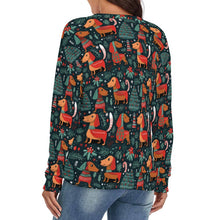 Load image into Gallery viewer, Dachshund Winter Holiday Parade Women&#39;s V-Neck Christmas Sweater-Apparel-Apparel, Dachshund, Sweater-4