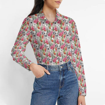 Dalmatian in Bloom Women's Shirt - 2 Designs-Apparel-Apparel, Dalmatian, Shirt-1