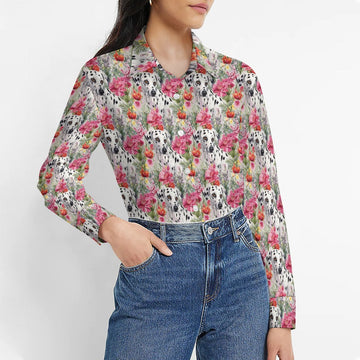 Dalmatian in Bloom Women's Shirt - 2 Designs-Apparel-Apparel, Dalmatian, Shirt-2