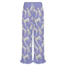 Load image into Gallery viewer, Dalmatian Pajama Pants for Women - Ruffle Hem Design - Watercolor Celebration Dalmatians-Pajamas-Apparel,Dalmatian,Dog Mom Gifts,Pajamas-13