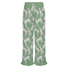 Load image into Gallery viewer, Dalmatian Pajama Pants for Women - Ruffle Hem Design - Watercolor Celebration Dalmatians-Pajamas-Apparel,Dalmatian,Dog Mom Gifts,Pajamas-18