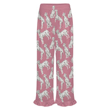 Load image into Gallery viewer, Dalmatian Pajama Pants for Women - Ruffle Hem Design - Watercolor Celebration Dalmatians-Pajamas-Apparel,Dalmatian,Dog Mom Gifts,Pajamas-22
