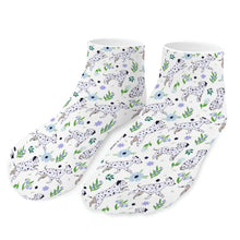 Load image into Gallery viewer, Dalmatian Socks - Ankle Length - Flower Garden Dalmatians-Accessories-Accessories,Dalmatian,Dog Dad Gifts,Socks-White-One size-6
