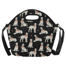 Load image into Gallery viewer, Dalmatians in Holiday Ribbons Neoprene Lunch Bag-Black-ONESIZE-41