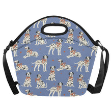 Load image into Gallery viewer, Dalmatians in Holiday Ribbons Neoprene Lunch Bag-CornflowerBlue1-ONESIZE-21