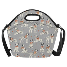 Load image into Gallery viewer, Dalmatians in Holiday Ribbons Neoprene Lunch Bag-DarkGray-ONESIZE-36