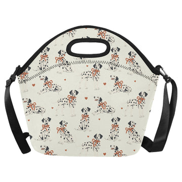 Dalmatians in Holiday Ribbons Neoprene Lunch Bag-Ivory-ONESIZE-1