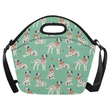 Dalmatians in Holiday Ribbons Neoprene Lunch Bag-MediumAquaMarine-ONESIZE-26