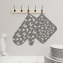 Load image into Gallery viewer, Dalmatians in Holiday Ribbons Oven Mitts and Pot Holder Set-Kitchen Decor-Accessories,Dalmatian,Dog Mom Gifts-10