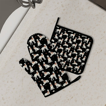 Dalmatians In Holiday Ribbons Oven Mitts And Pot Holder Set 3 360x