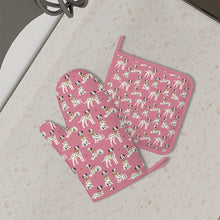 Load image into Gallery viewer, Dalmatians in Holiday Ribbons Oven Mitts and Pot Holder Set-Kitchen Decor-Accessories,Dalmatian,Dog Mom Gifts-7