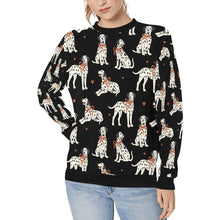 Load image into Gallery viewer, Dalmatians in Holiday Ribbons Sweatshirt for Women-Midnight Black-XS-31
