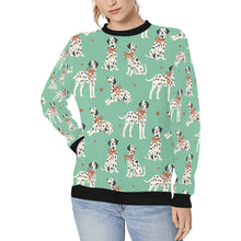 Load image into Gallery viewer, Dalmatians in Holiday Ribbons Sweatshirt for Women-Mint Green-XS-20