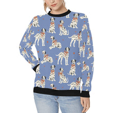 Load image into Gallery viewer, Dalmatians in Holiday Ribbons Sweatshirt for Women-Slate Blue-XS-17